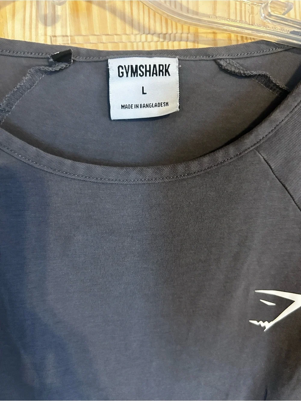 Gymshark Women's Charcoal Cropped Long-Sleeve Top Large